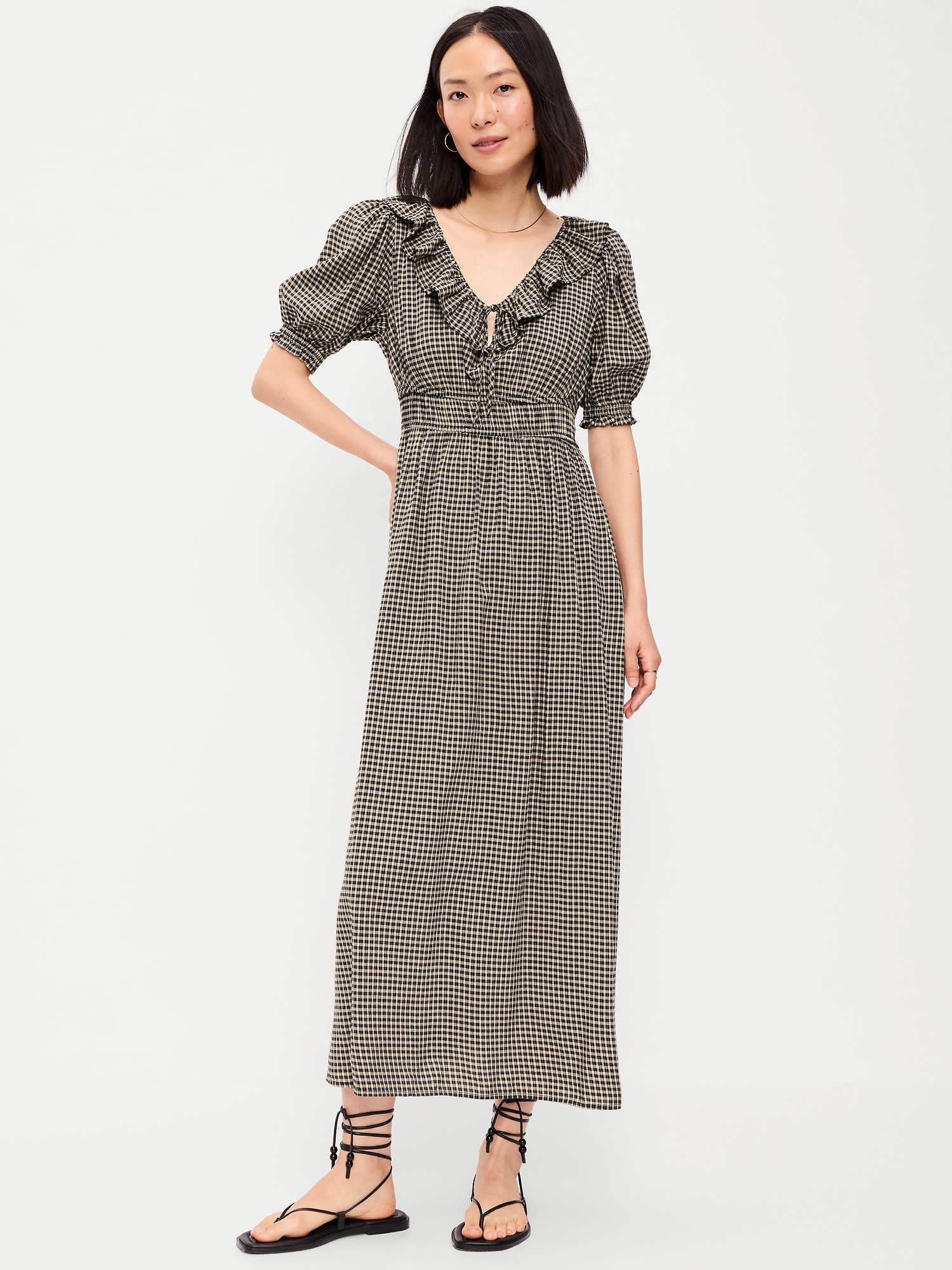 Ruffle-Trim Boho Maxi Dress
