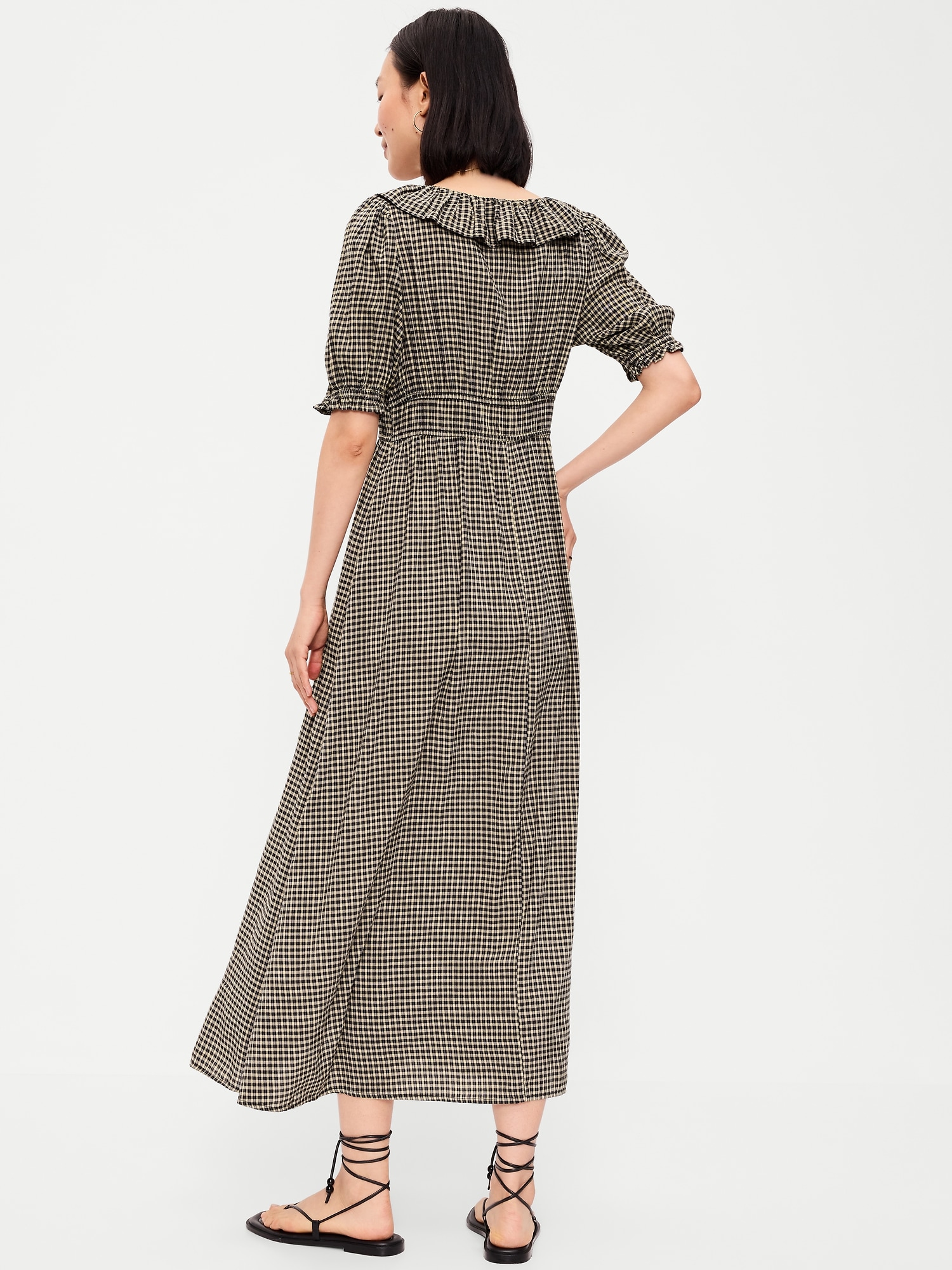 Ruffle-Trim Boho Maxi Dress