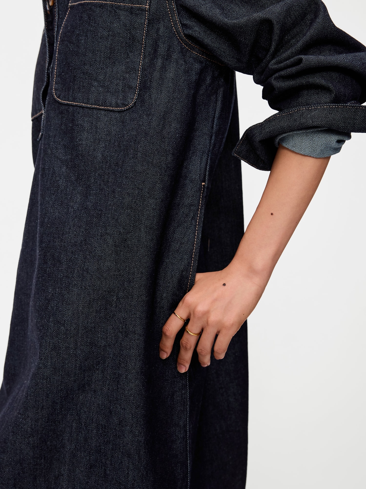 Long-Sleeve Denim Mini Shirt Dress