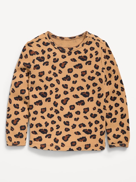 Long-Sleeve Waffle Knit T-Shirt for Toddler Girls