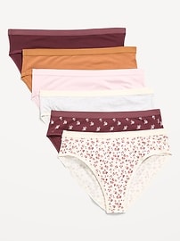Image number 1 showing, High-Waisted Everyday Cotton Underwear 6-Pack