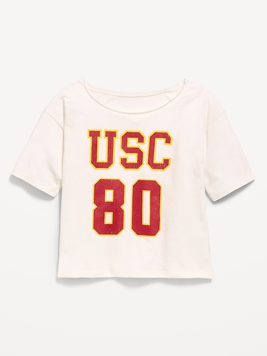Image number 1 showing, College Off-Shoulder Graphic T-Shirt for Girls