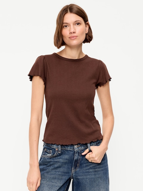 Lettuce-Edge Pointelle Top
