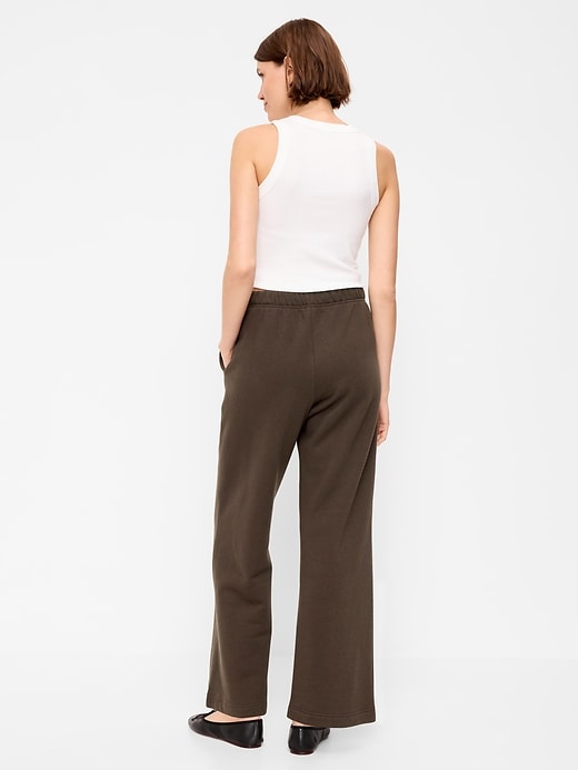 Image number 3 showing, High-Waisted Fleece Wide-Leg Sweatpants