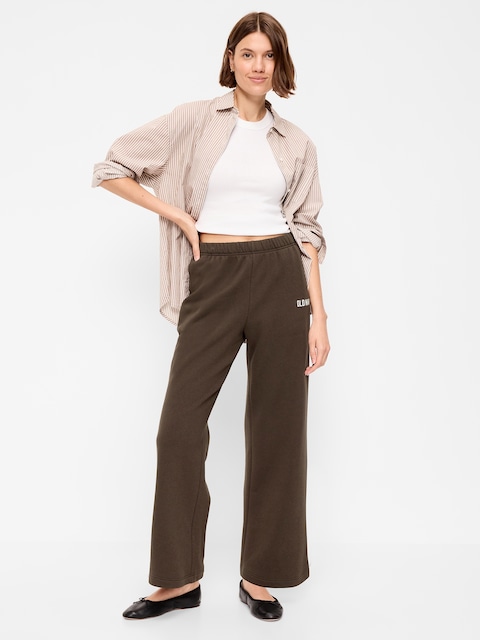 High-Waisted Fleece Wide-Leg Sweatpants