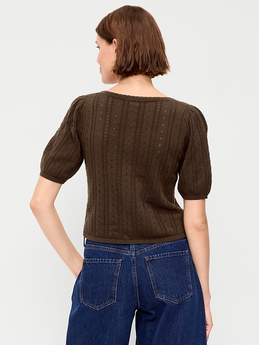 Image number 2 showing, Seaside Cotton Short-Sleeve Button-Down Sweater