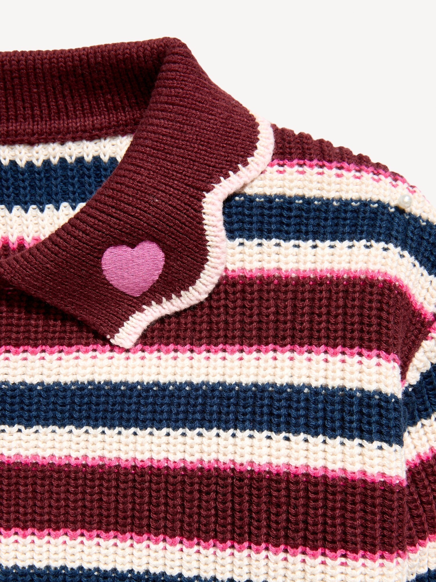 Свитер Old Navy Collared Striped Sweater для девочек-малышей, цвет: Бордовый полосатый — фото 2