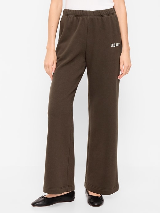 Image number 2 showing, High-Waisted Fleece Wide-Leg Sweatpants
