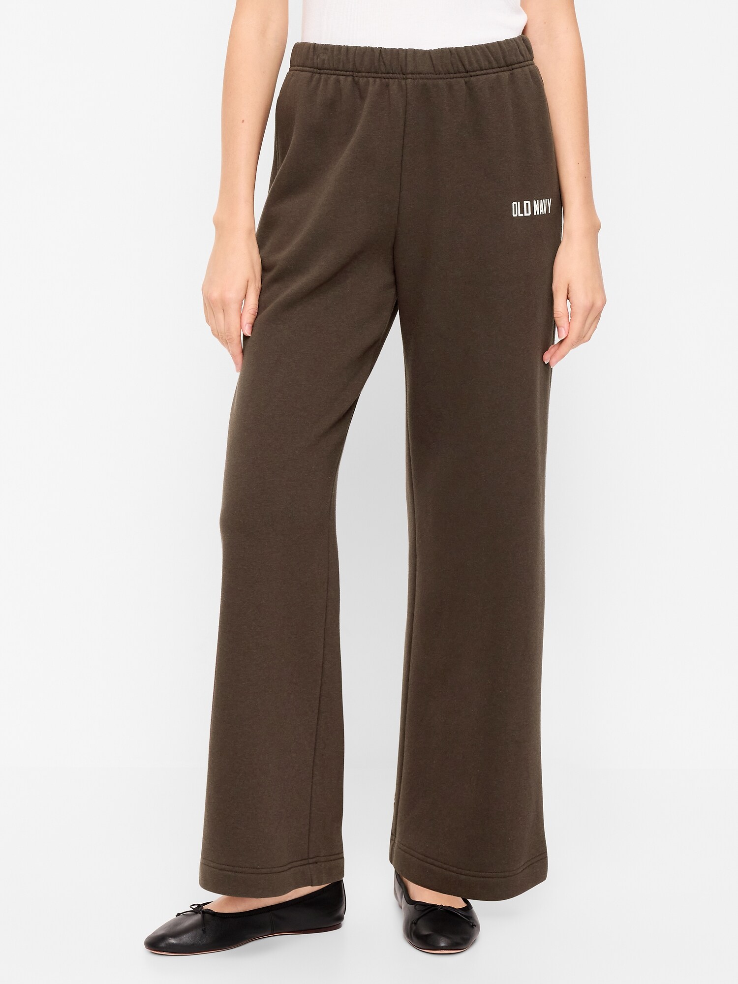 Женские брюки Old Navy High-Waisted Fleece Wide-Leg Sweatpants, цвет: Чёрный кофейный — фото 2