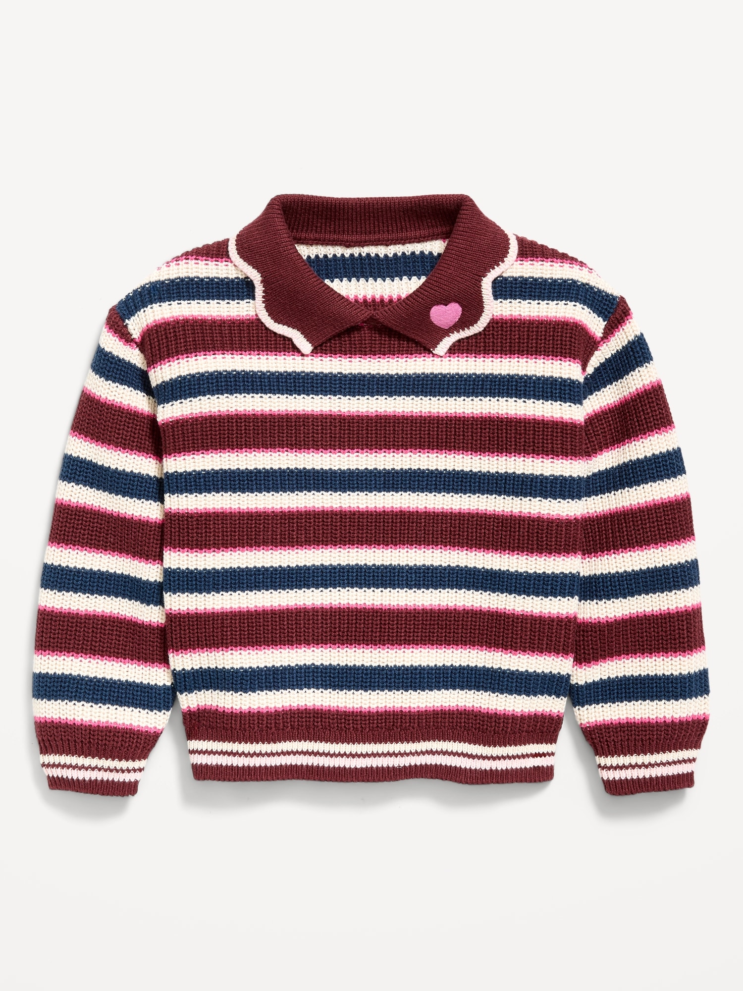 Collared Striped Sweater for Toddler Girls