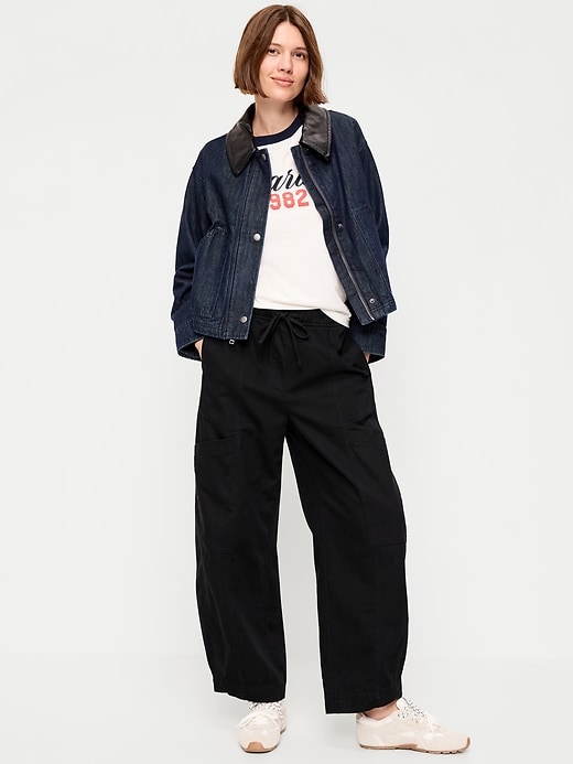 Image number 1 showing, Mid-Rise Pull-On Utility Jeans