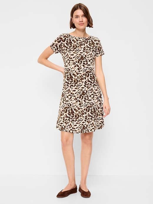 Image number 1 showing, Short-Sleeve Mini Swing Dress