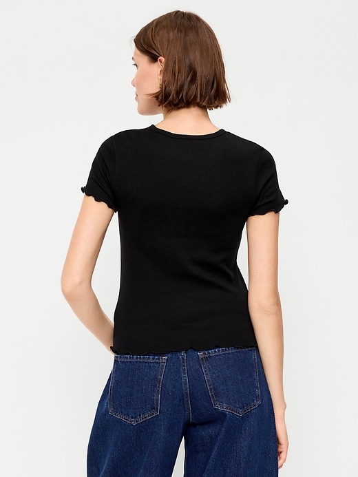 Image number 2 showing, Fitted Waffle-Knit Cropped T-Shirt