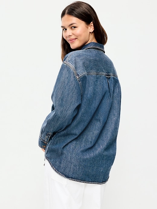 Image number 6 showing, Oversized Boyfriend Button-Down Jean Shirt