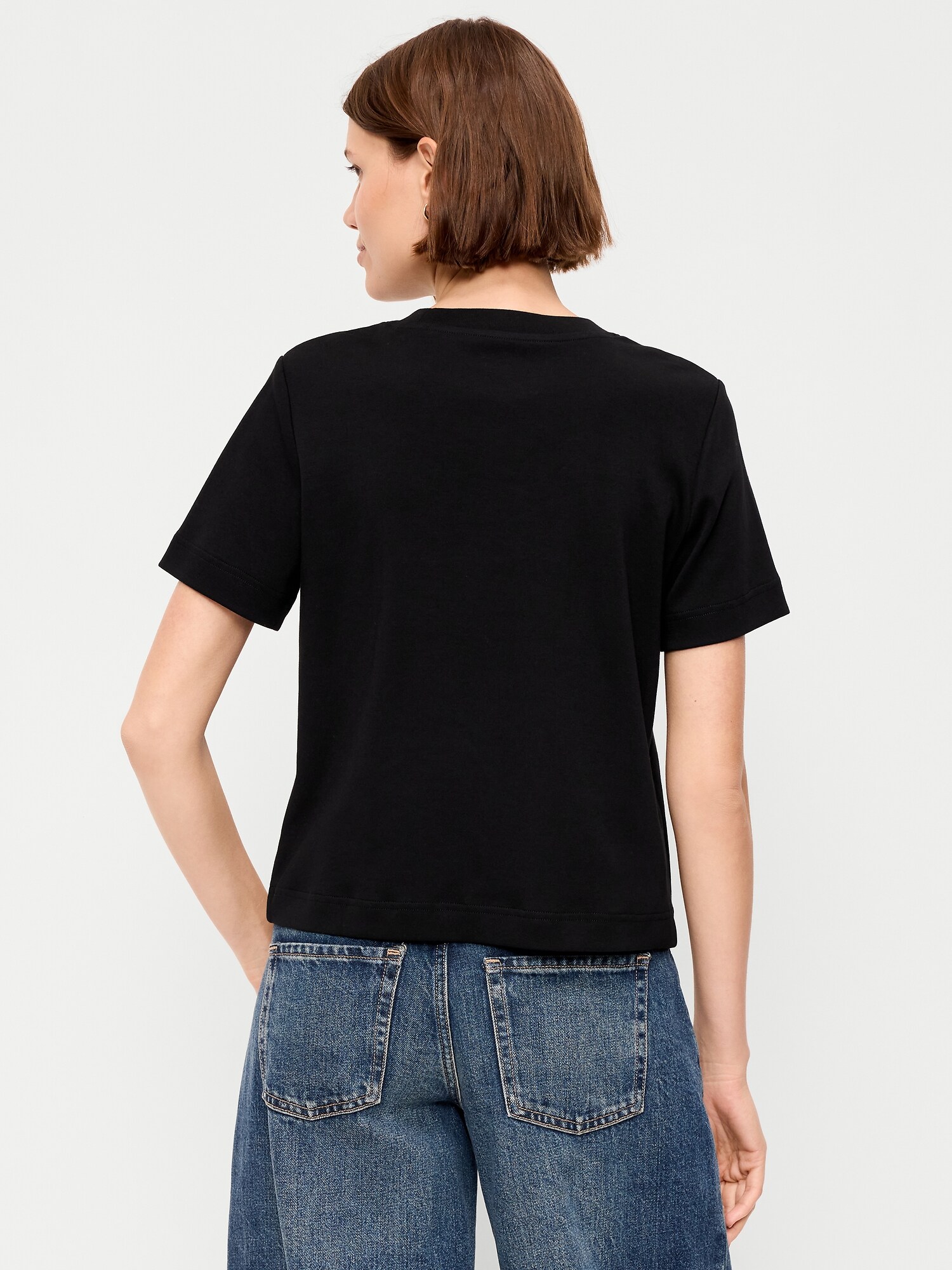 Женская футболка Old Navy Heavyweight Crew-Neck, цвет: Чёрный — фото 2