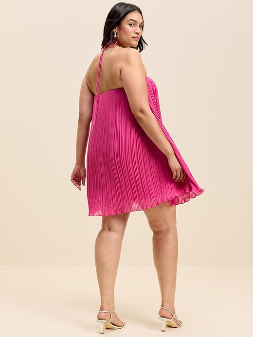 pleat swing dress Hilma Halter Pleated Pink Resort Dress Pink Pliss / L