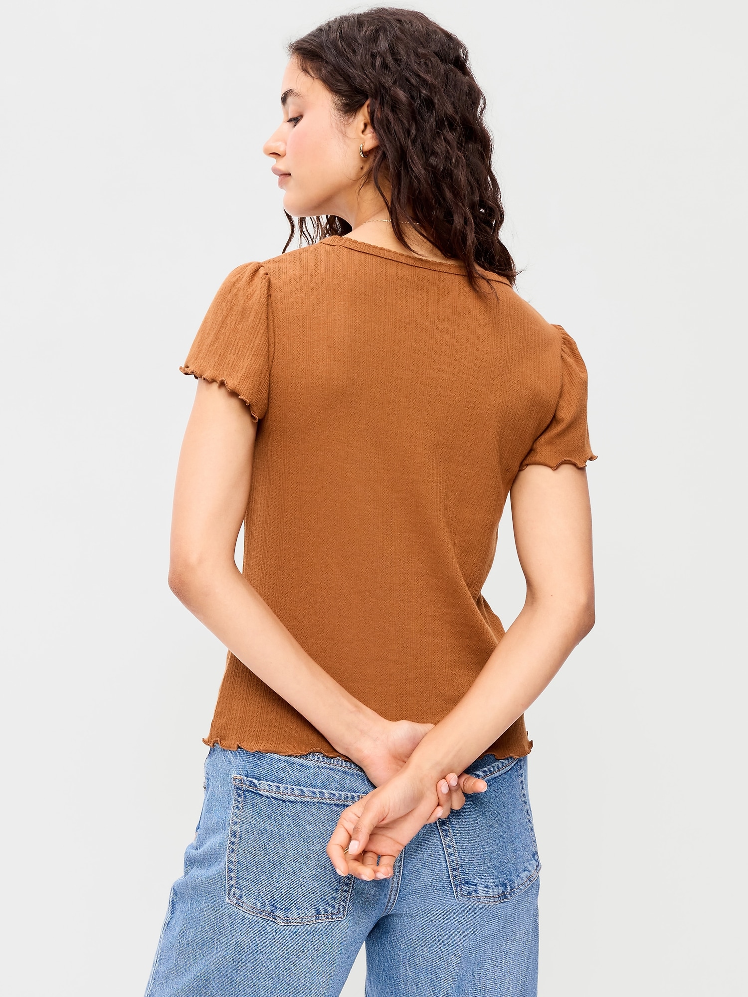 Lettuce-Edge Pointelle Top