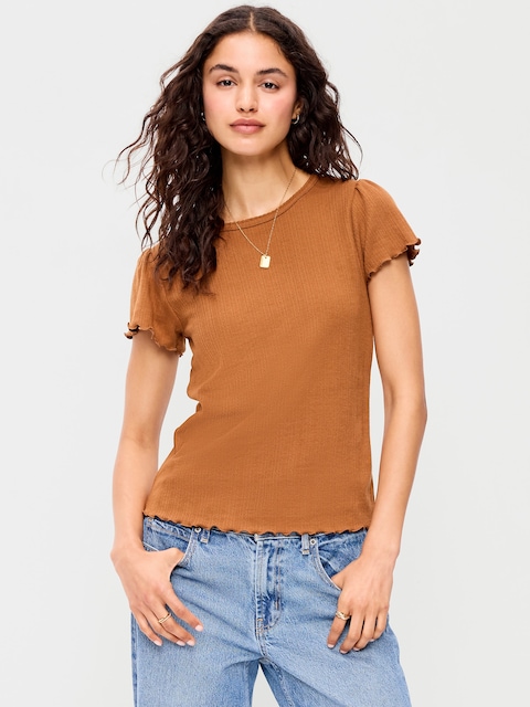 Lettuce-Edge Pointelle Top
