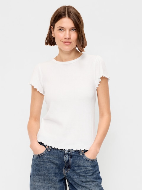 Lettuce-Edge Pointelle Top