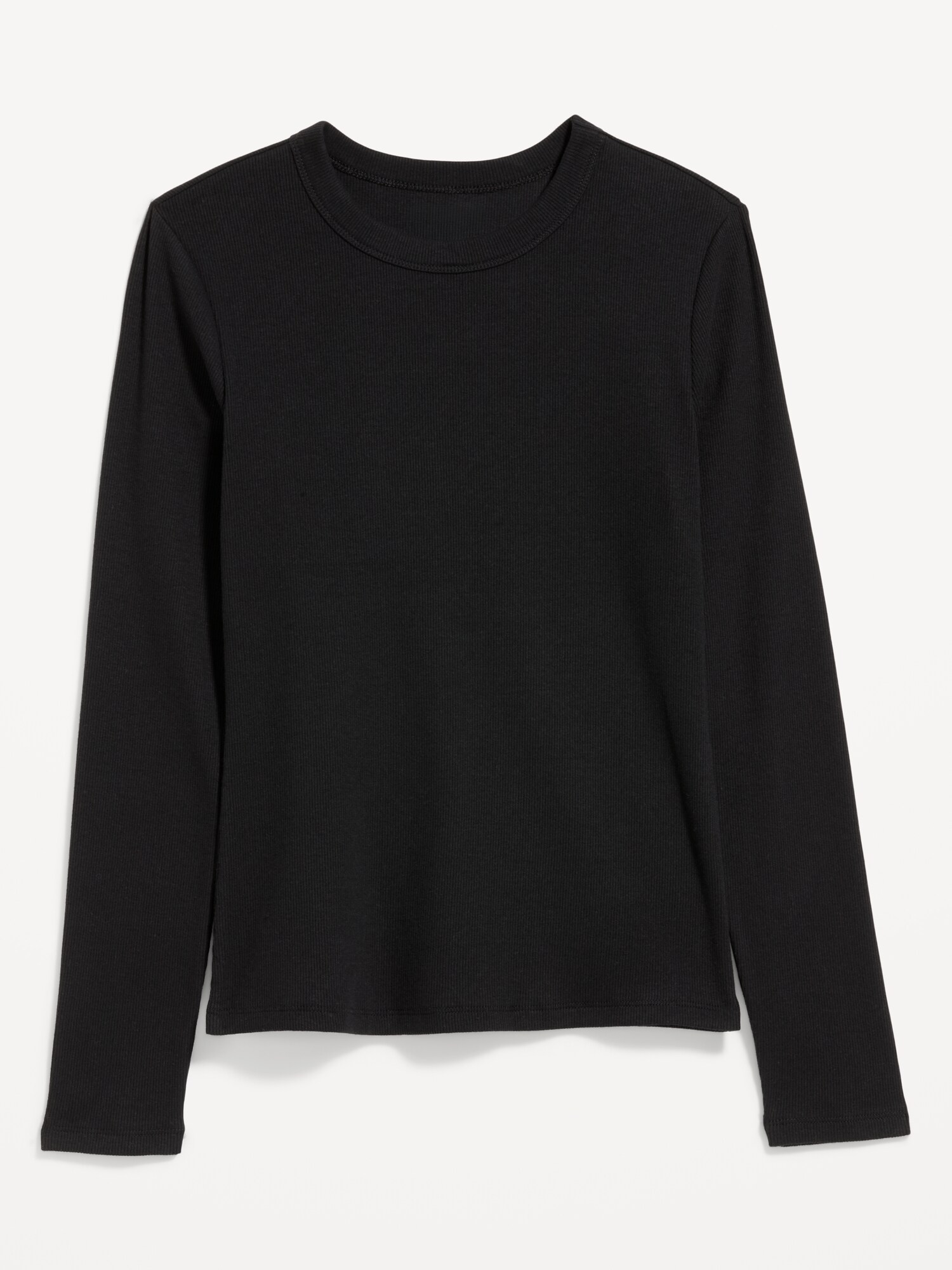 Женская футболка Old Navy Snug Long-Sleeve Striped Ribbed, цвет: Чёрный — фото 4
