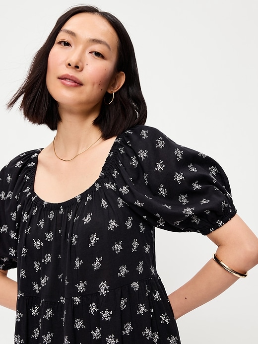black old navy dress Long Sleeve Fit & Flare Twist Front Cutout Midi Womens XL spread collar elbow Old Navy Waist-Defined Ruffle-Trim Mini