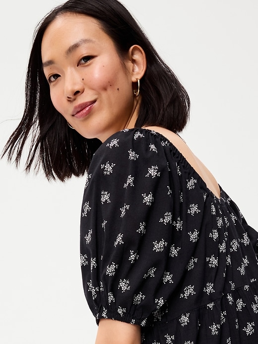 Image number 5 showing, Puff-Sleeve Smocked Mini Swing Dress