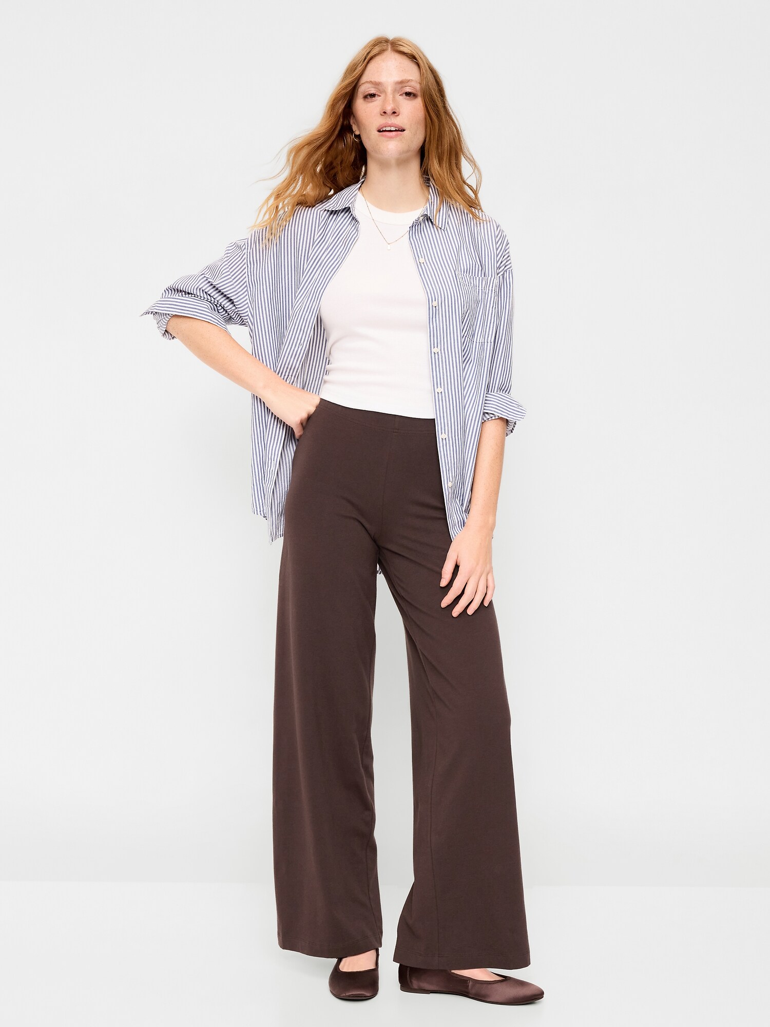 Женские леггинсы Old Navy High-Waisted Fashion Wide-Leg, цвет: Чёрный кофейный
