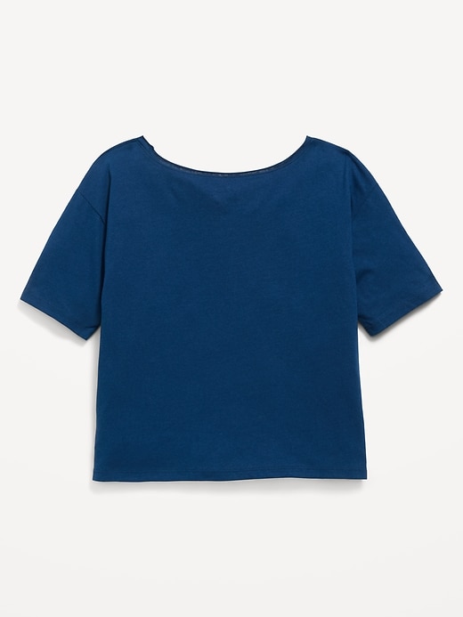 Image number 2 showing, College Off-Shoulder Graphic T-Shirt for Girls
