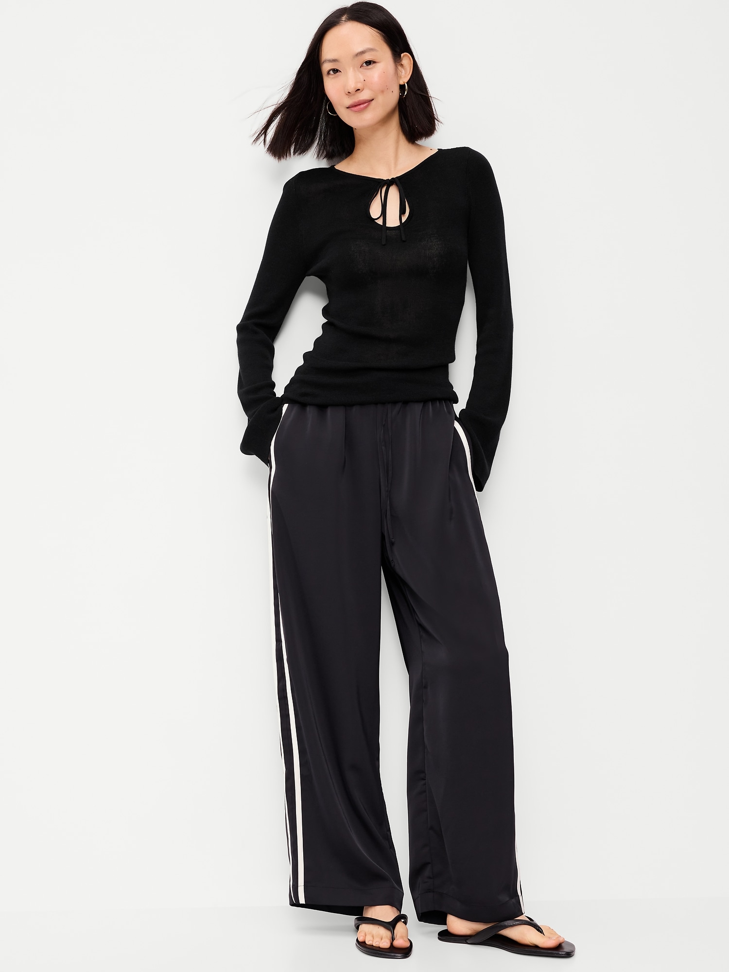 Bell-Sleeve Keyhole Top