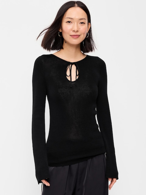 Bell-Sleeve Keyhole Top