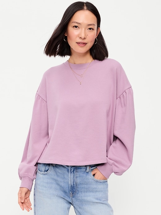 Image number 1 showing, SoComfy Oversized Puff-Sleeve Cropped Sweatshirt