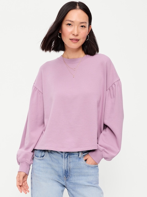 SoComfy Oversized Puff-Sleeve Cropped Sweatshirt