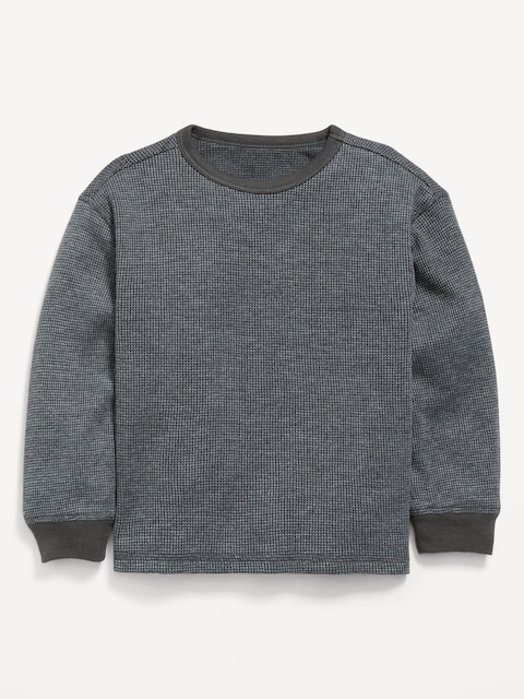 Long-Sleeve Waffle Knit T-Shirt for Toddler Boys