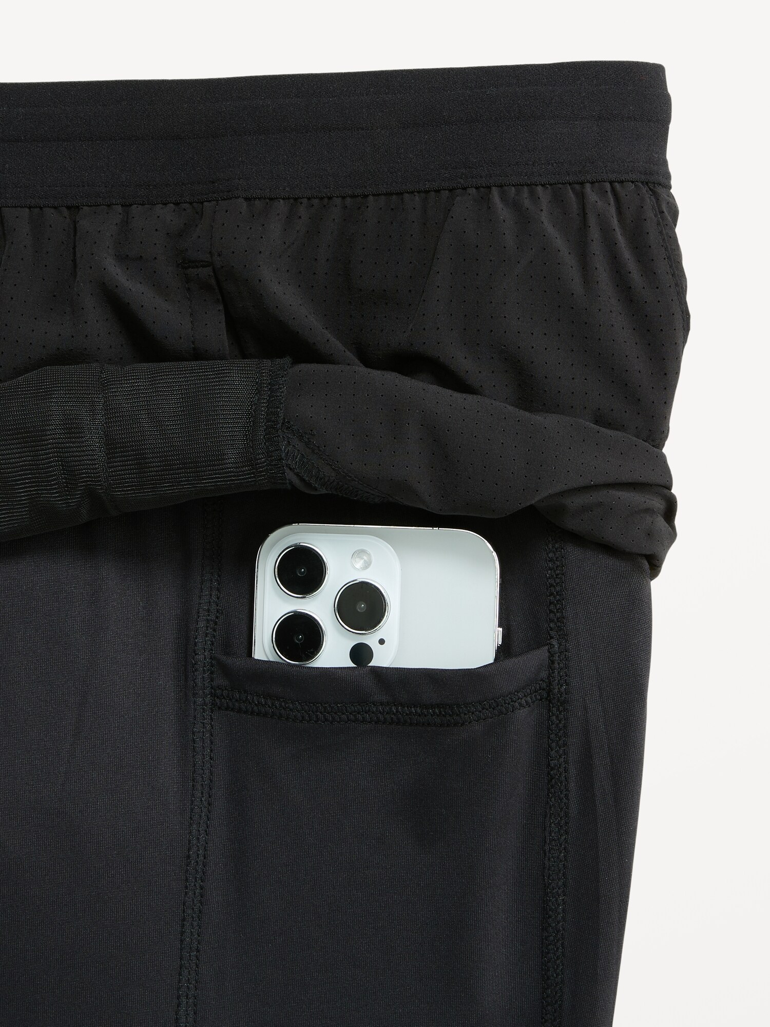 Мужские шорты Old Navy 2-In-1 Performance Run Shorts -- 5-inch inseam, цвет: Чёрный — фото 4