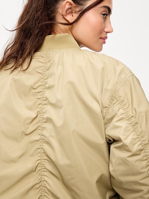 Image number 5 showing, Water-Resistant Oversized Bubble-Hem Zip Bomber Jacket