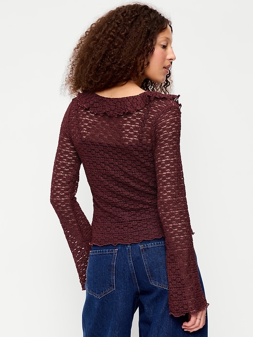 Image number 2 showing, Fitted Bell-Sleeve Ruffle Top