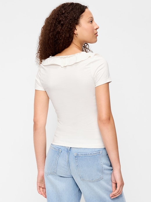 Image number 2 showing, Lettuce-Edge Scoop-Neck Top