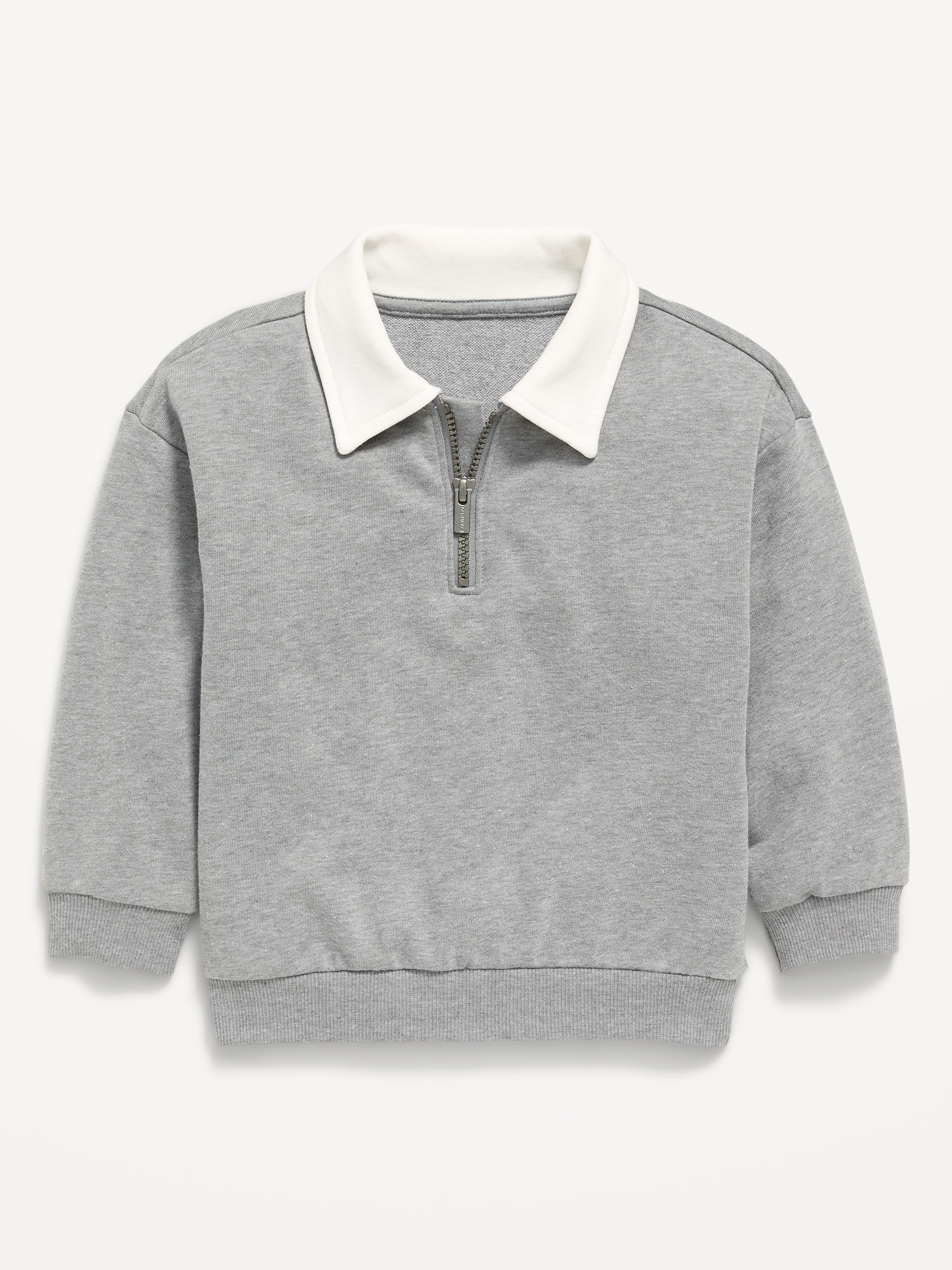 Oversized Collared French Terry Quarter-Zip for Toddler Boys