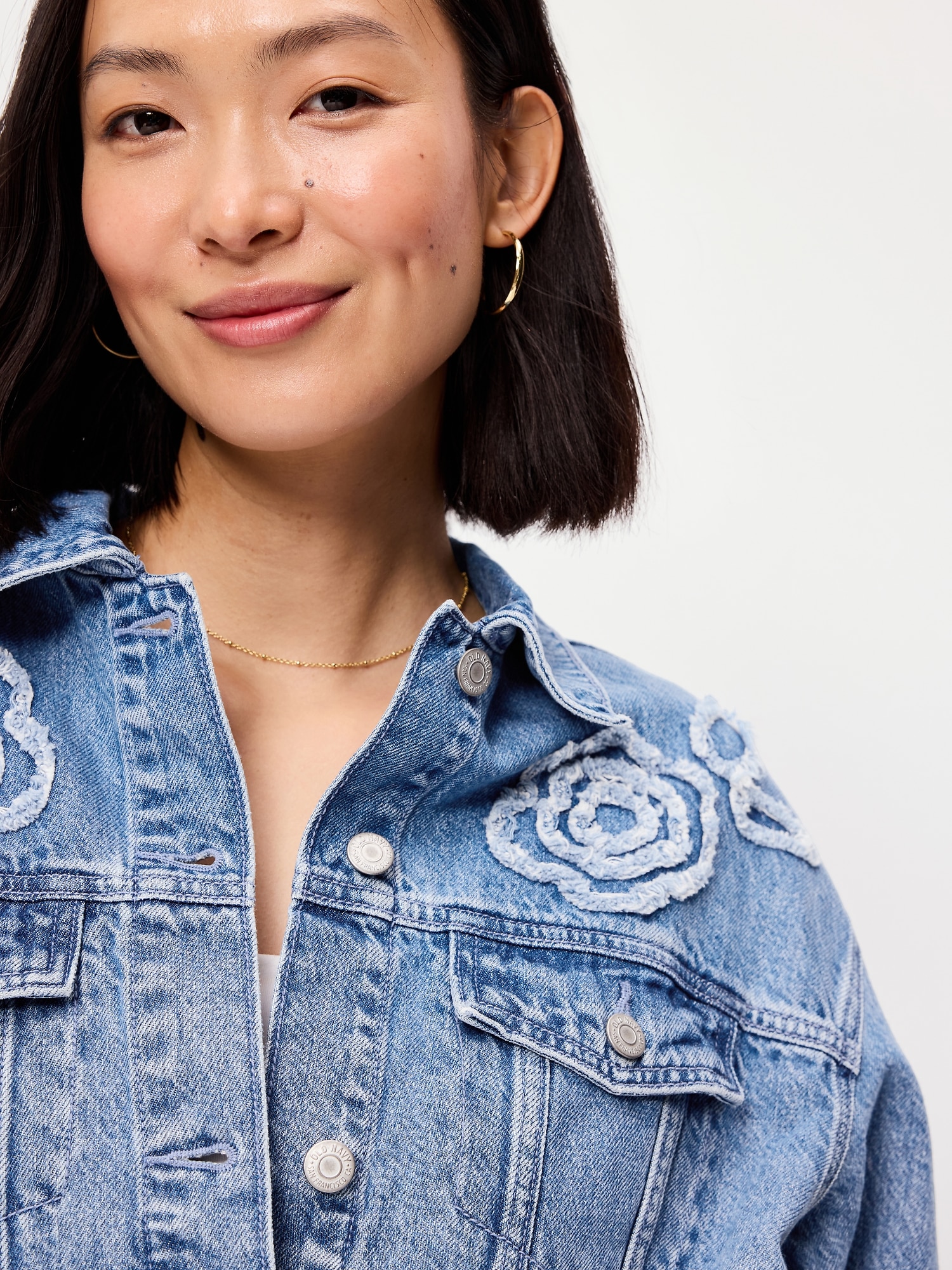 Embroidered Cropped Denim Jacket