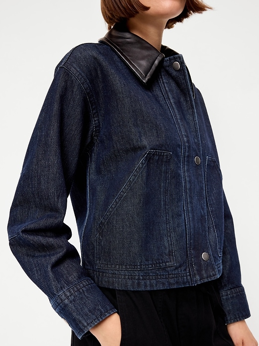 Image number 5 showing, Cropped Denim Barn Jacket