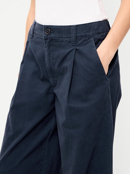 Image number 4 showing, Mid-Rise Pleated Wide-Leg Pants