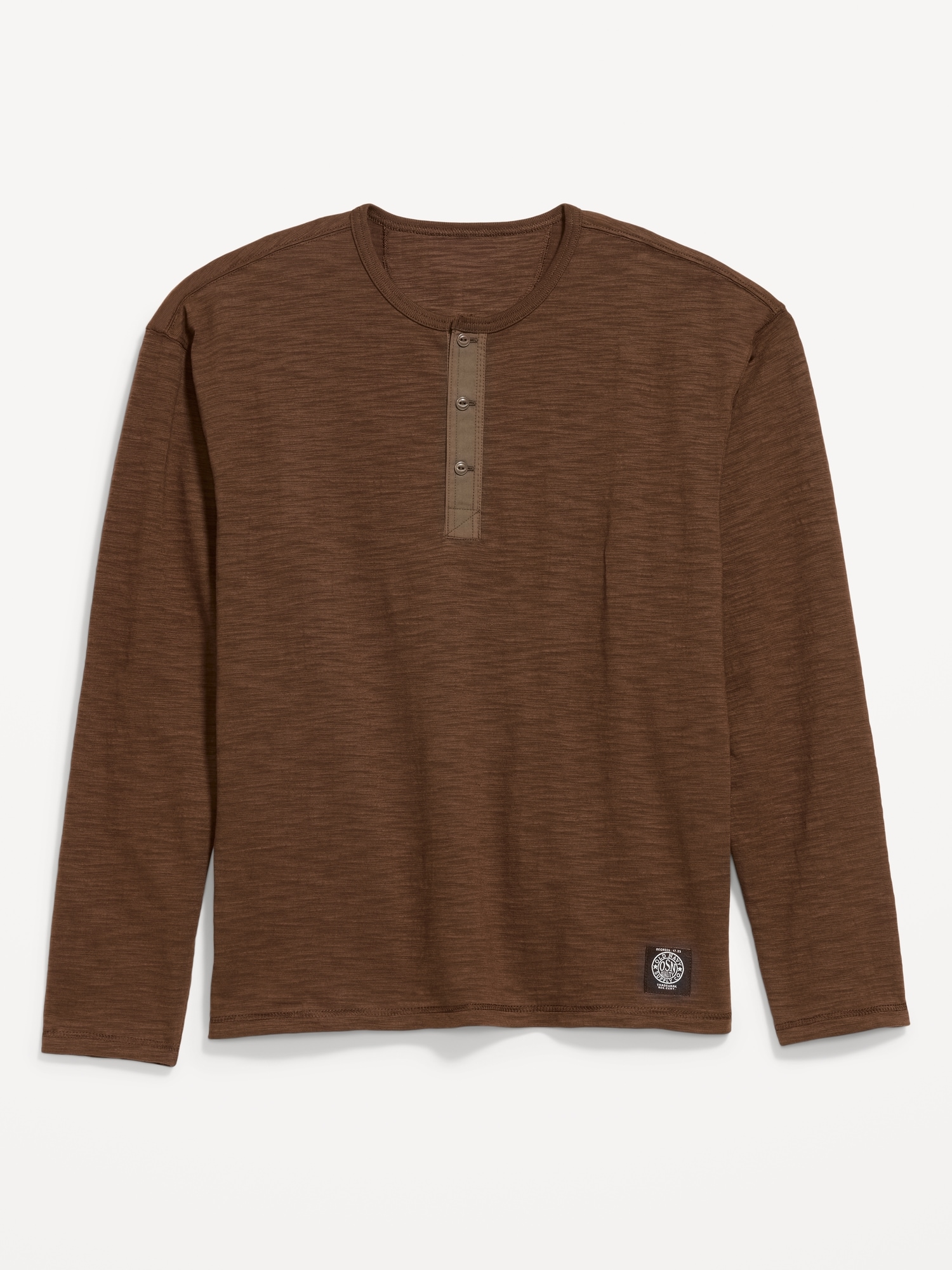 Long-Sleeve Slub-Knit Henley T-Shirt