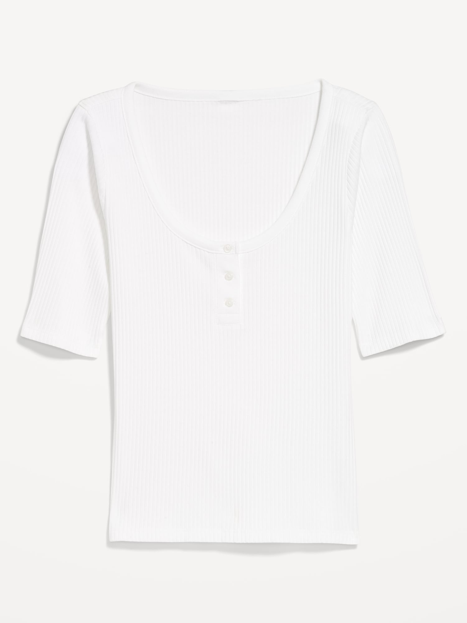 Fitted Scoop-Neck Henley T-Shirt