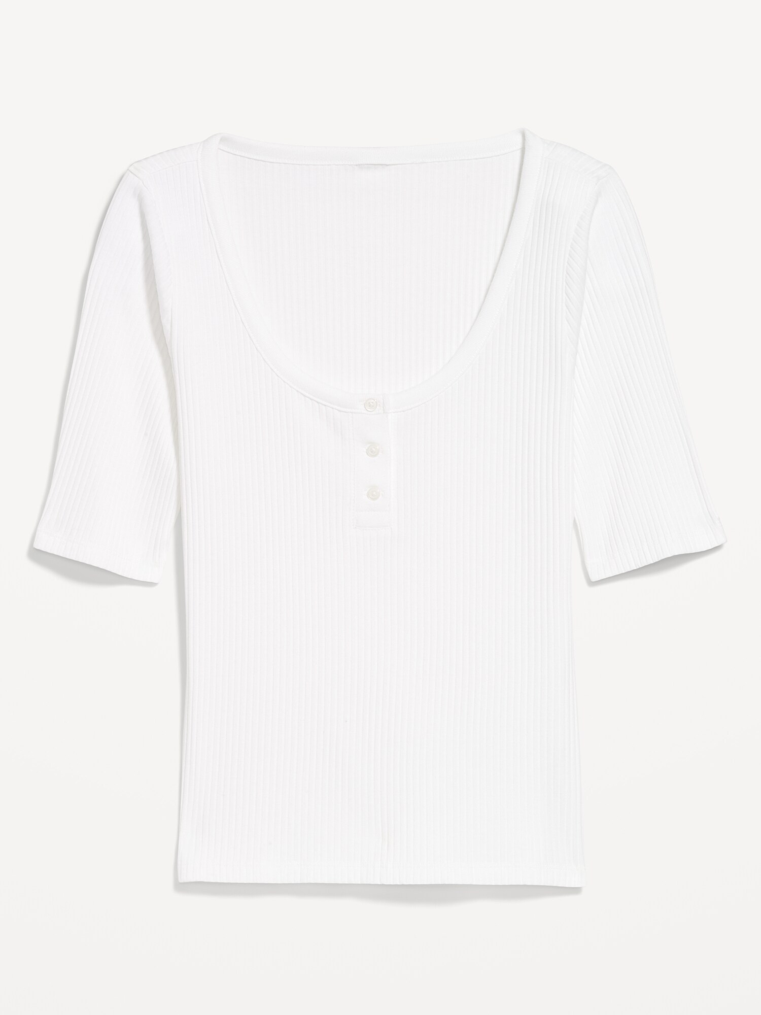 Женский топ Old Navy Scoop-Neck Fitted Henley Top, цвет: Calla Lilies — фото 3