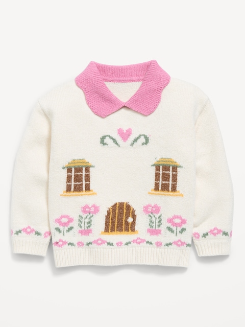 SoSoft Collared Graphic Sweater for Toddler Girls