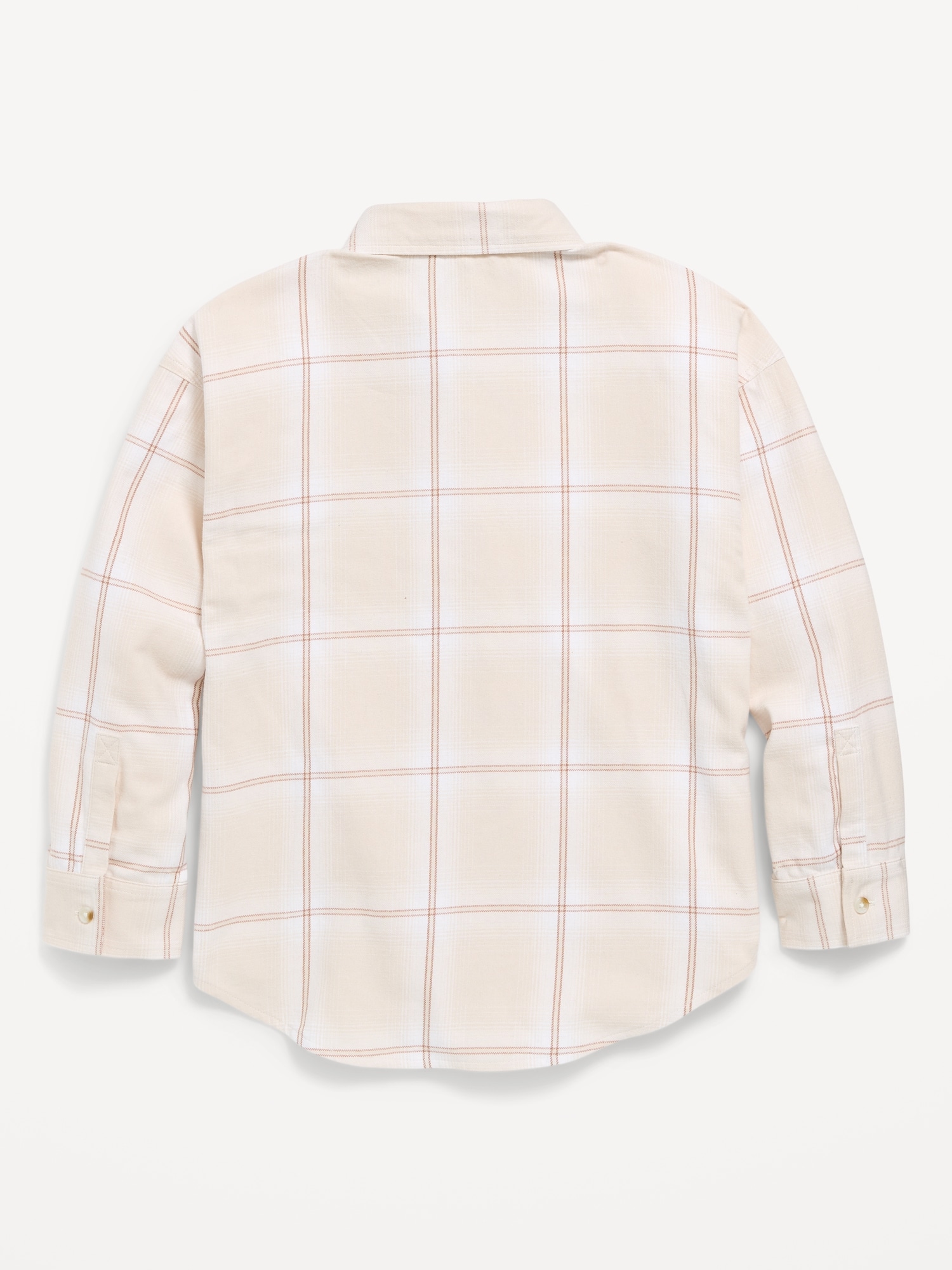 Oversized Long-Sleeve Utility Pocket Flannel Shirt for Girls