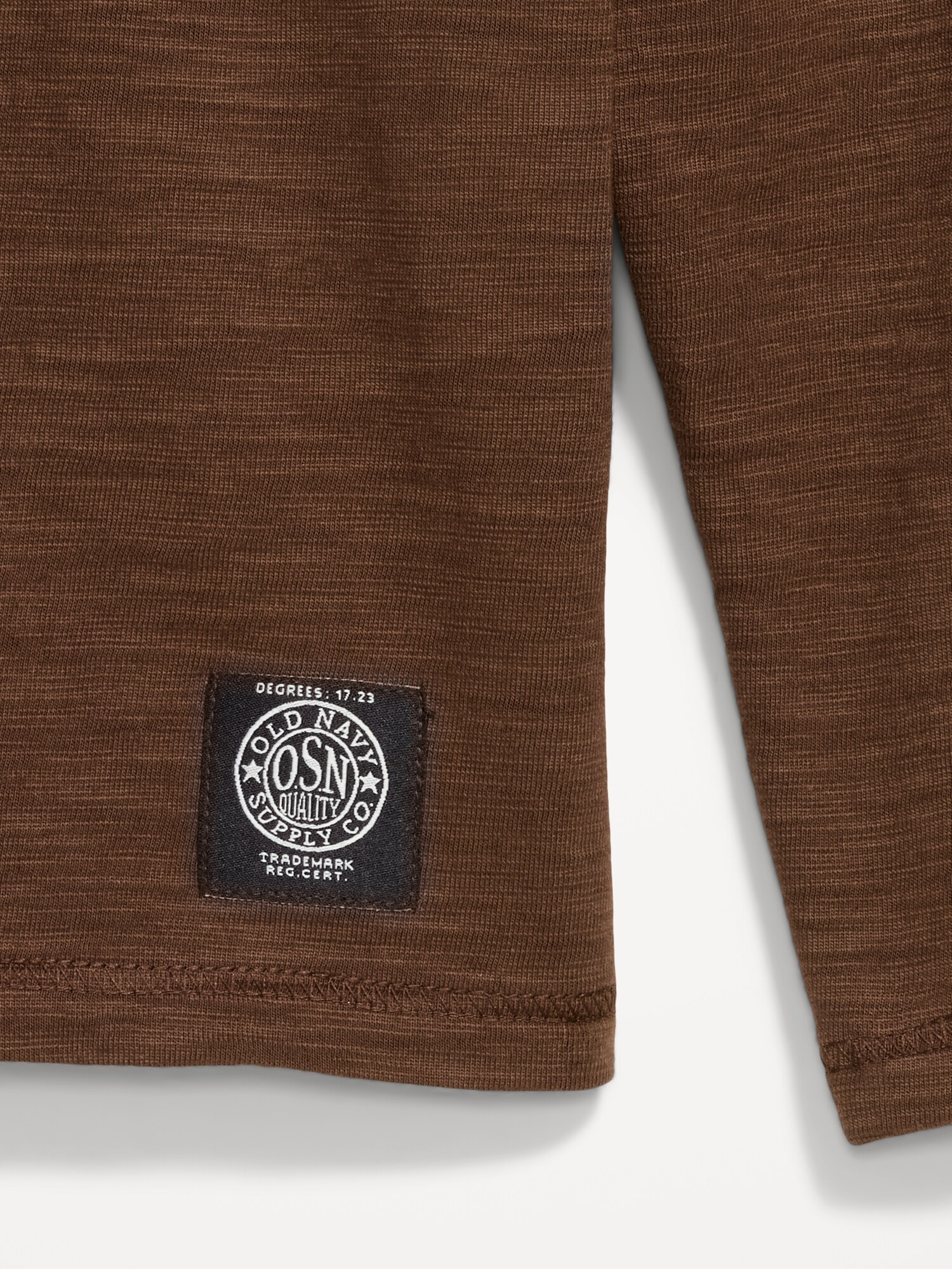 Мужская футболка Old Navy Long-Sleeve Slub-Knit Henley, цвет: Тёмный орех — фото 4