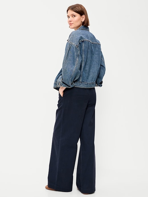 Image number 3 showing, Mid-Rise Pleated Wide-Leg Pants
