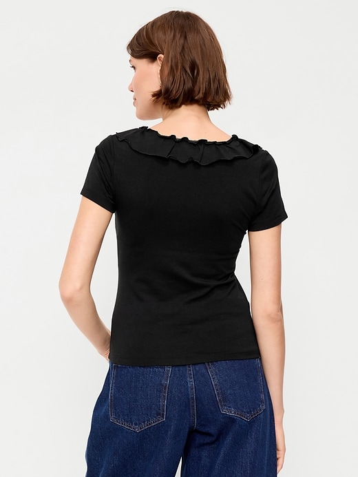 Image number 2 showing, Lettuce-Edge Scoop-Neck Top