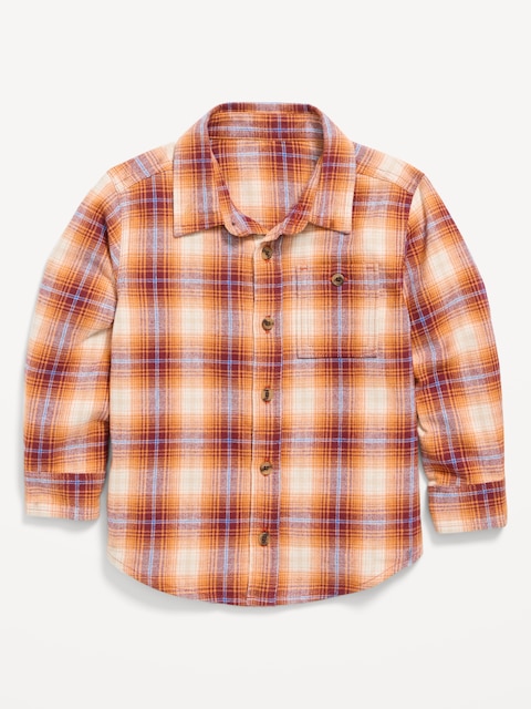 Long-Sleeve Plaid Flannel Shirt for Toddler Boys